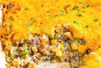 Golden Cheesy Beef and Rice Bake