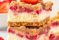 Luscious Strawberry Crumble Cheesecake Squares