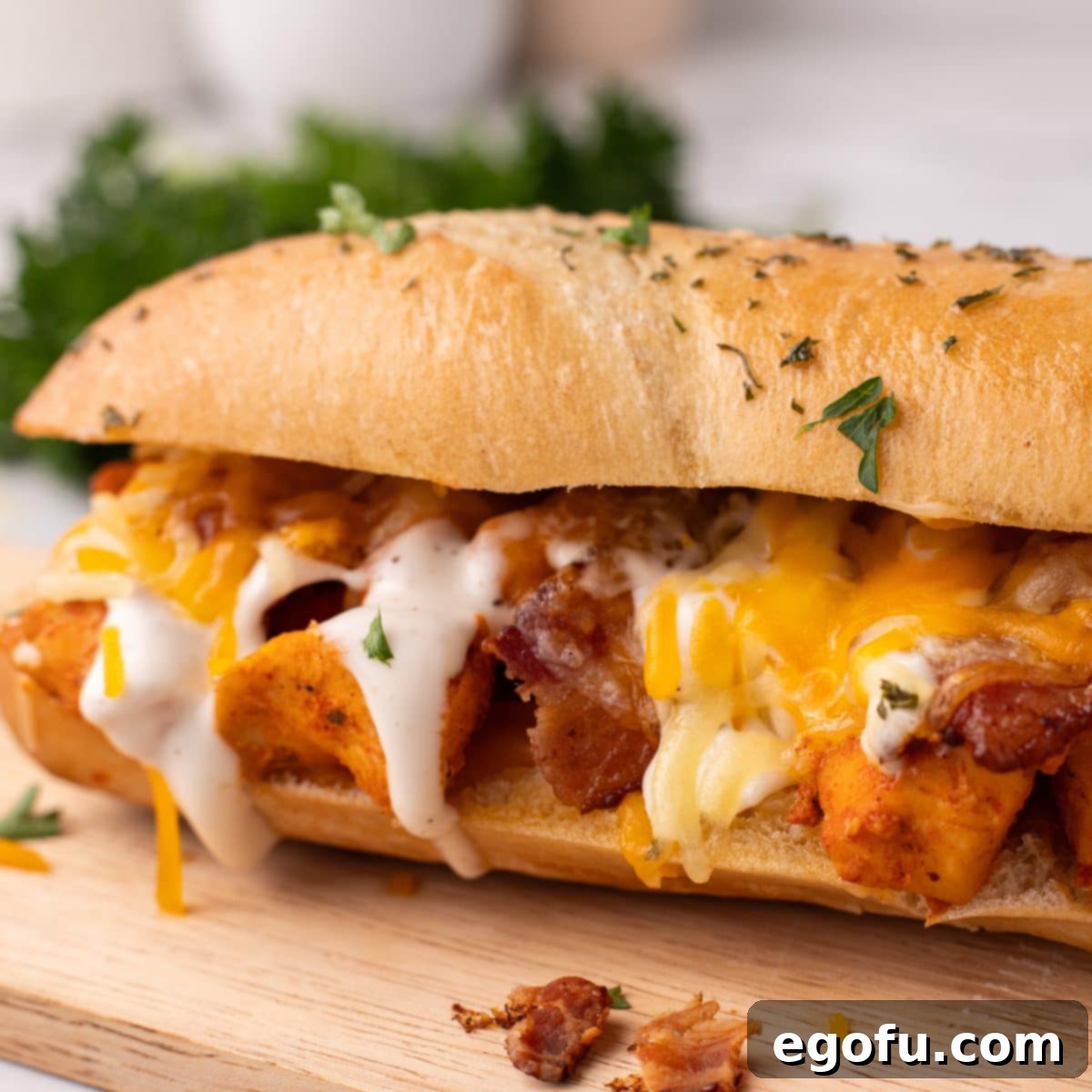 Loaded Chicken Bacon Ranch Baked Subs 1 featured 180367