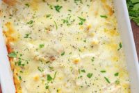 Creamy White Chicken Enchilada Bake