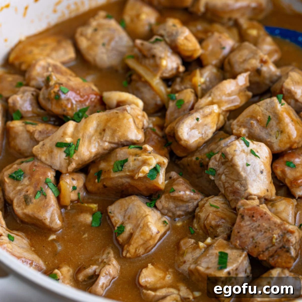 Tender Pork Bites in Rich Gravy 1 featured 189861