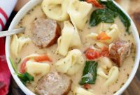 Velvet Tuscan Sausage Tortellini Soup