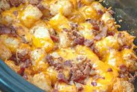 Cheesy Slow Cooker Chicken Tater Tot Bake