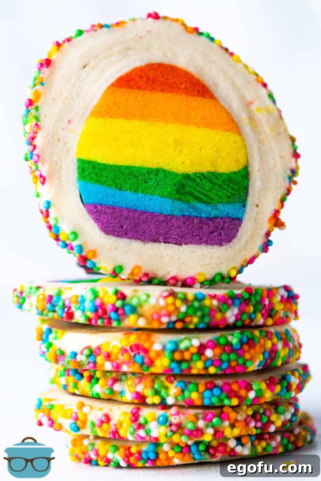 Easter Surprise Cookies stacked with one showing colorful layers.