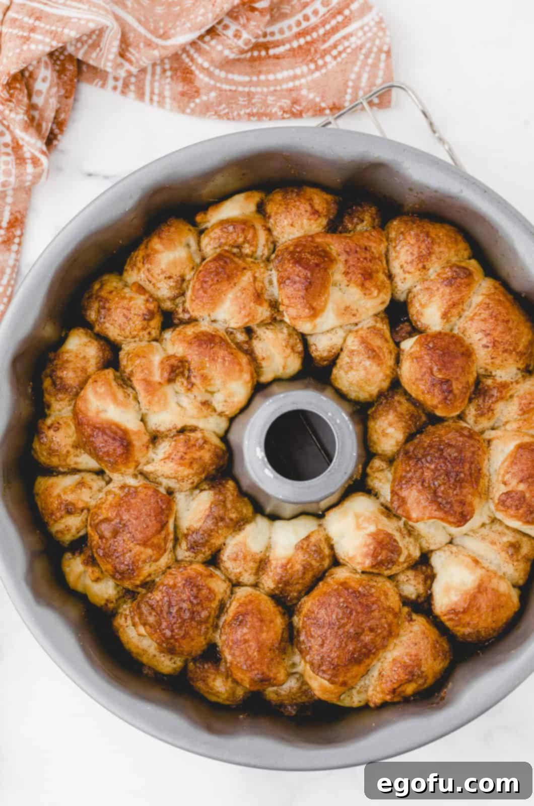 Baked Monkey Bread in bundt pan.