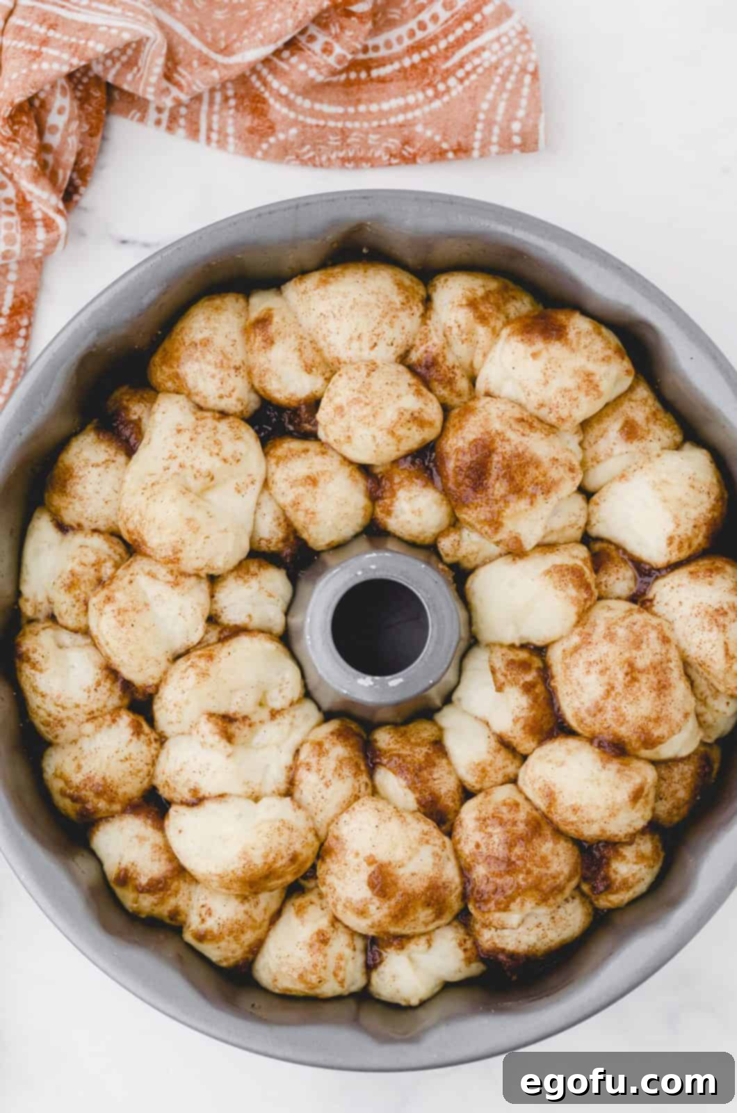 Risen dough in bundt pan.