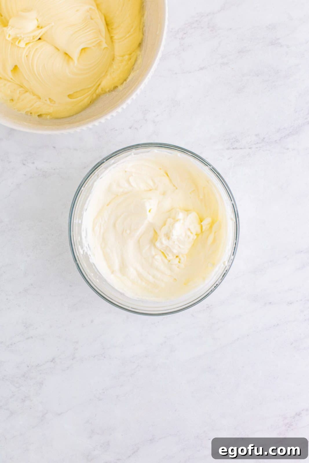 Heavy cream whipped to stiff peaks.