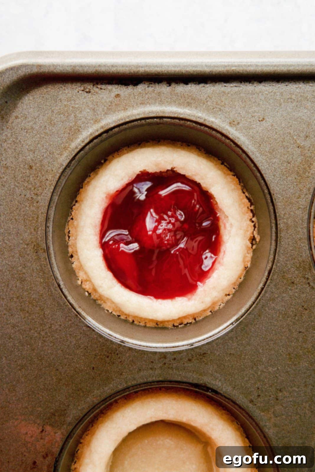 Strawberry Cookie Delights 9 Strawberry Pie filling added to each cup.