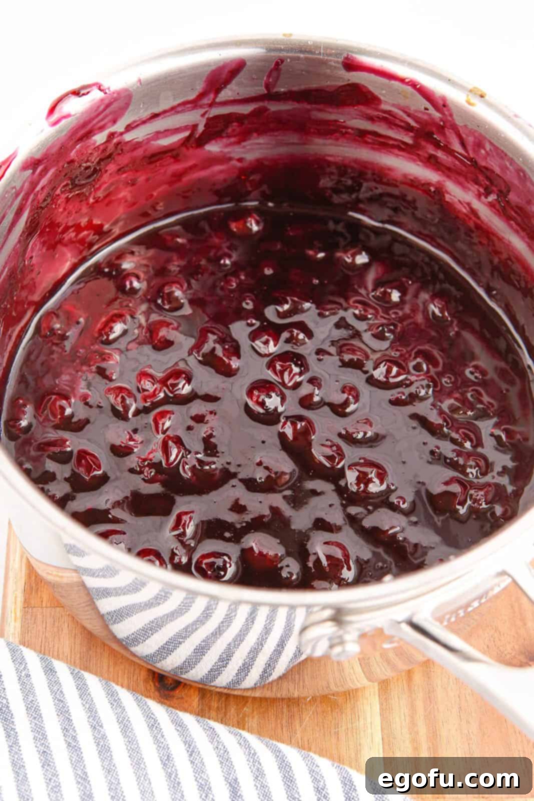 Blueberry mixture cooked down and thickend.