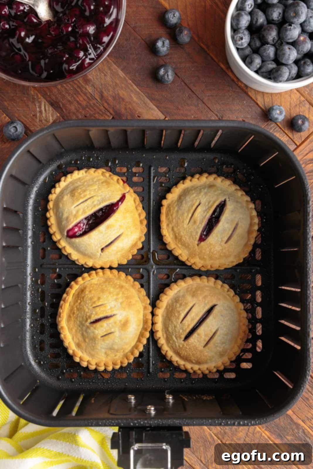 Finished Hand Pies in air fryer.