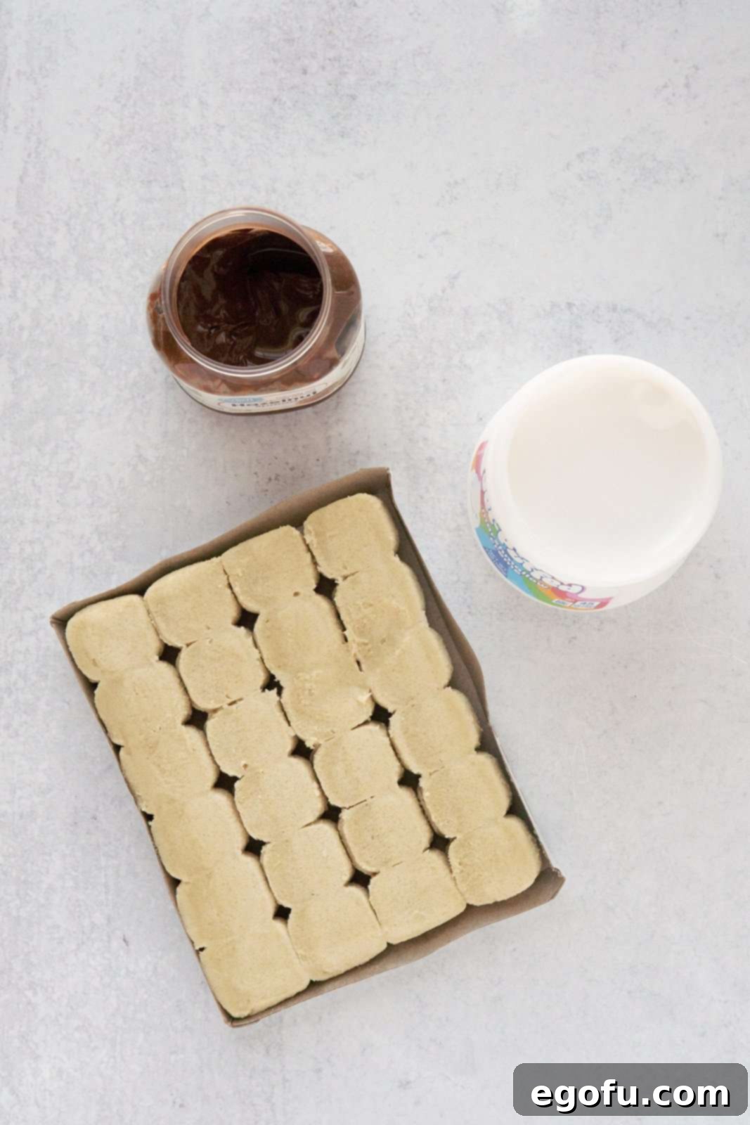 Ingredients needed: refrigerated sugar cookie dough, hazelnut chocolate spread and Jet-Puffed Marshmallow Creme.