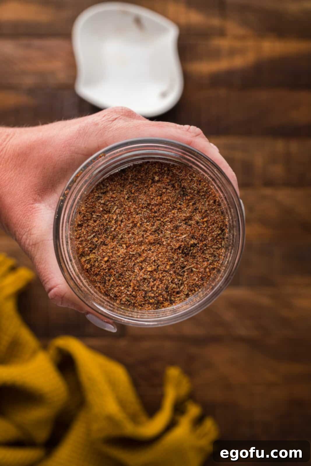 Dry rub ingredients mixed together in jar.