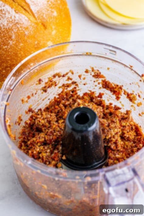 New Orleans' Signature Stack 15 Olive spread blended up in food processor.