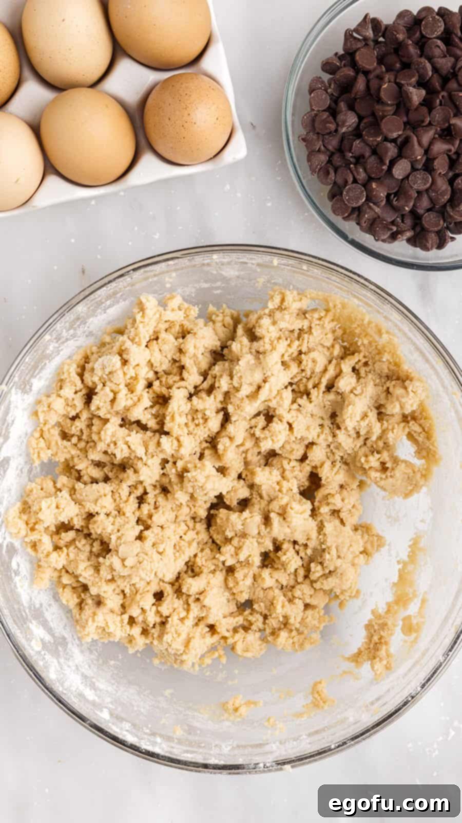 Sweet and Salty Caramel Chocolate Chip Bars 8 Dry ingredients added to egg, butter and sugar mixture.