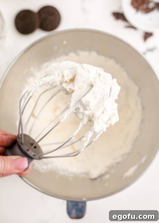 Finished whipped cream on beater.