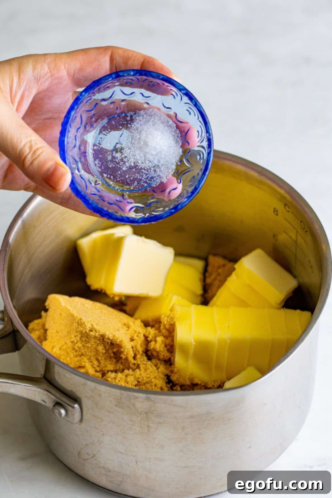 Golden Southern Caramel Delight 15 Brown sugars, butter and salt added to saucepan.