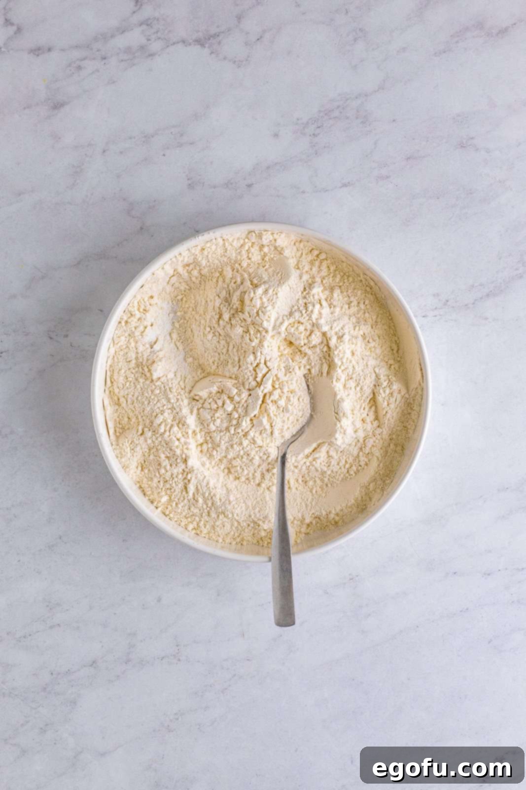 Golden Southern Caramel Delight 6 Dry ingredients mixed together in bowl.