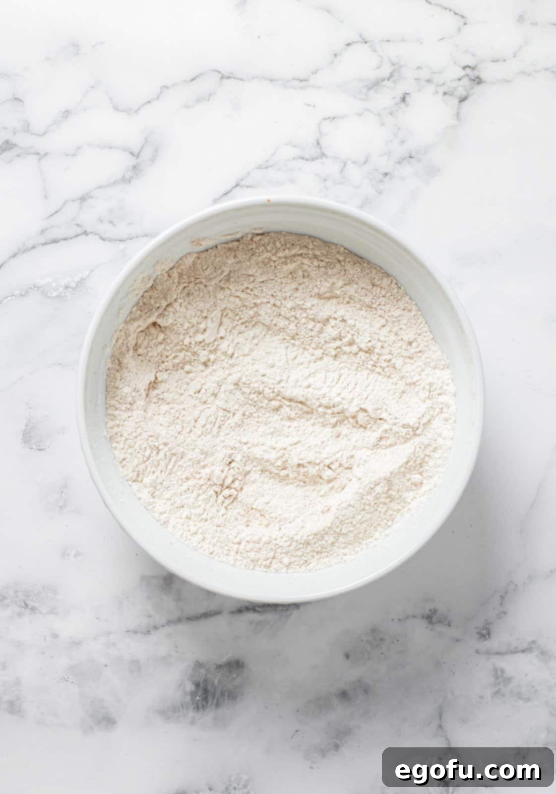 Dry ingredients mixed together in bowl.