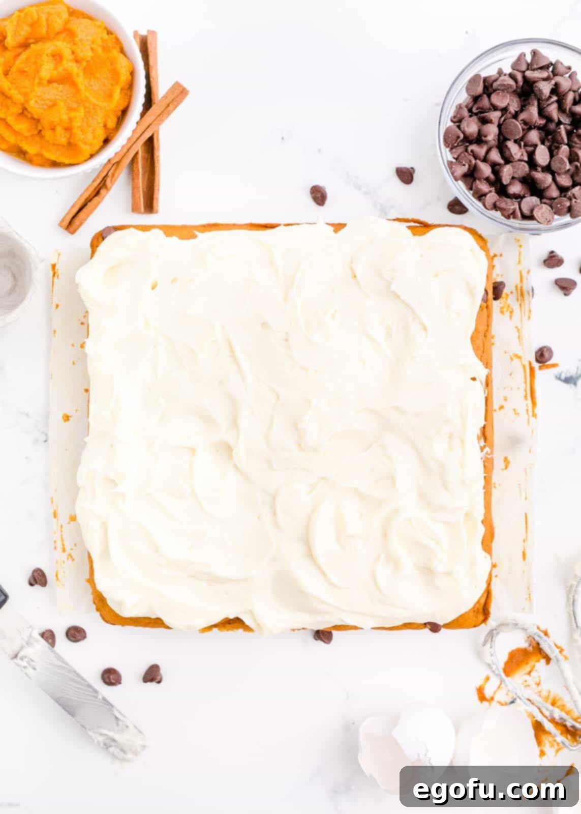 Finished cake frosted.