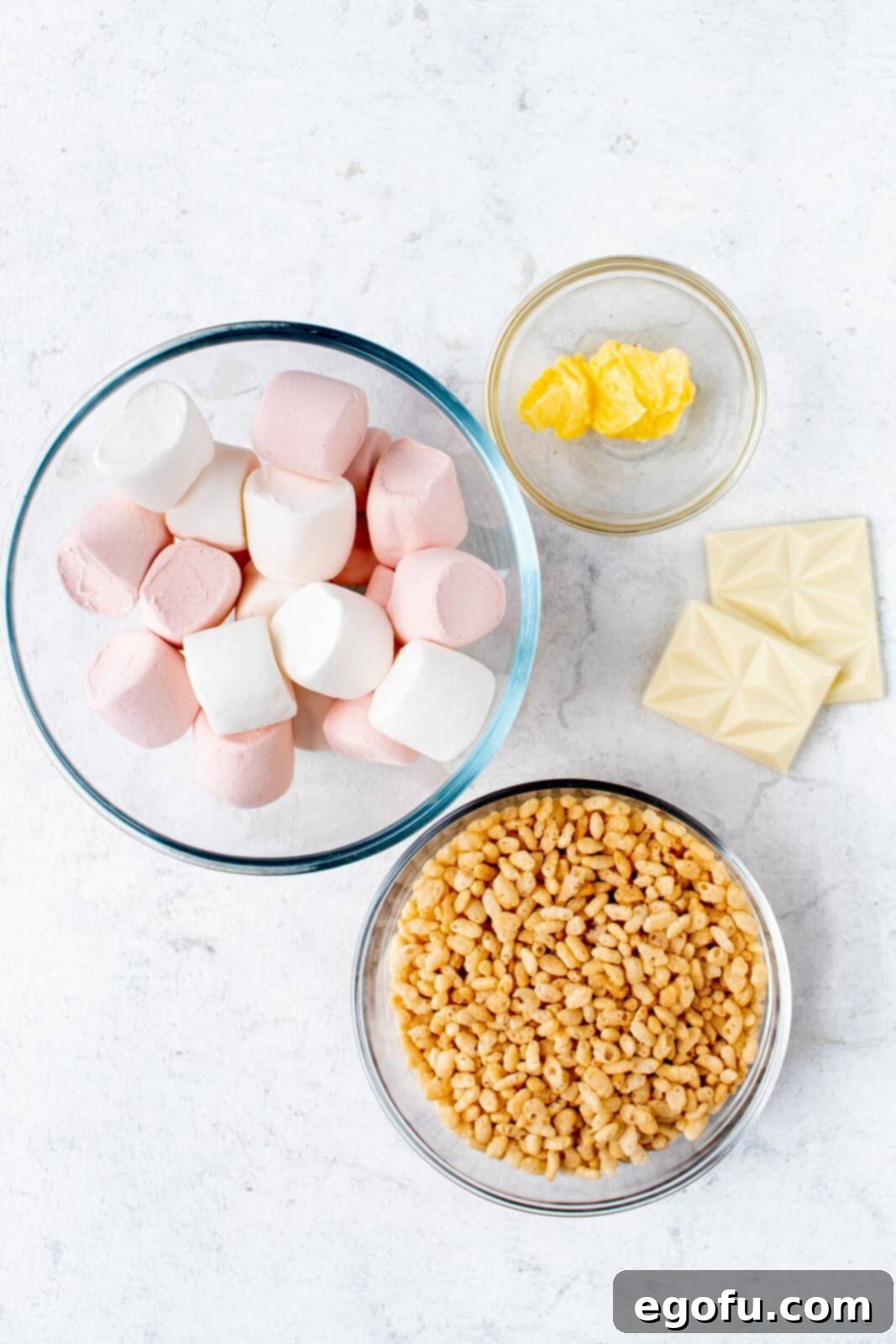 Creepy Crispy Critters 4 Ingredients needed: marshmallows, unsalted Butter, Rice Krispies cereal, white chocolate, gel food color, eye-shaped candies and colored sprinkles or jimmies.