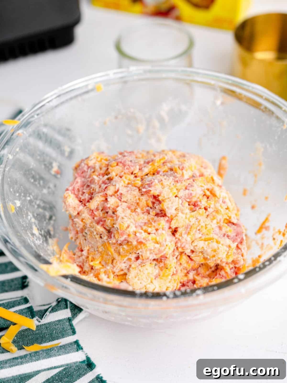 Sausage Ball mixture mixed together in bowl.