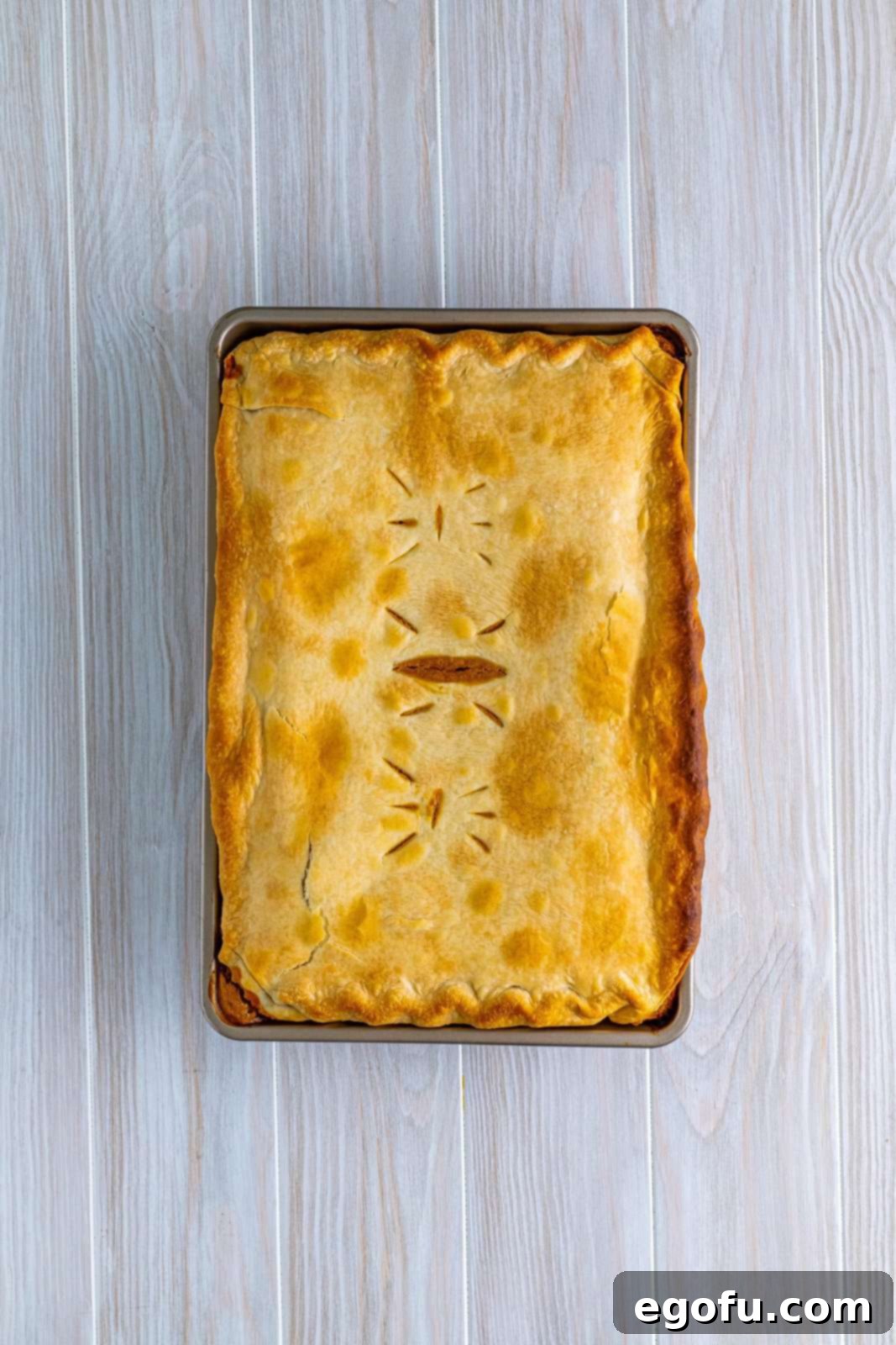 Finished baked pie out of oven.