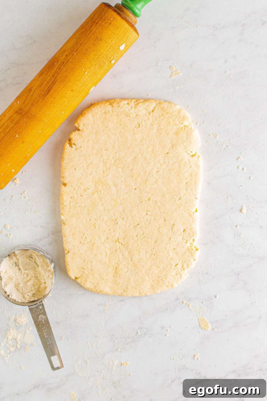 Hearty Turkey Pot Pie Delight 13 Dough rolled out into rectangle.