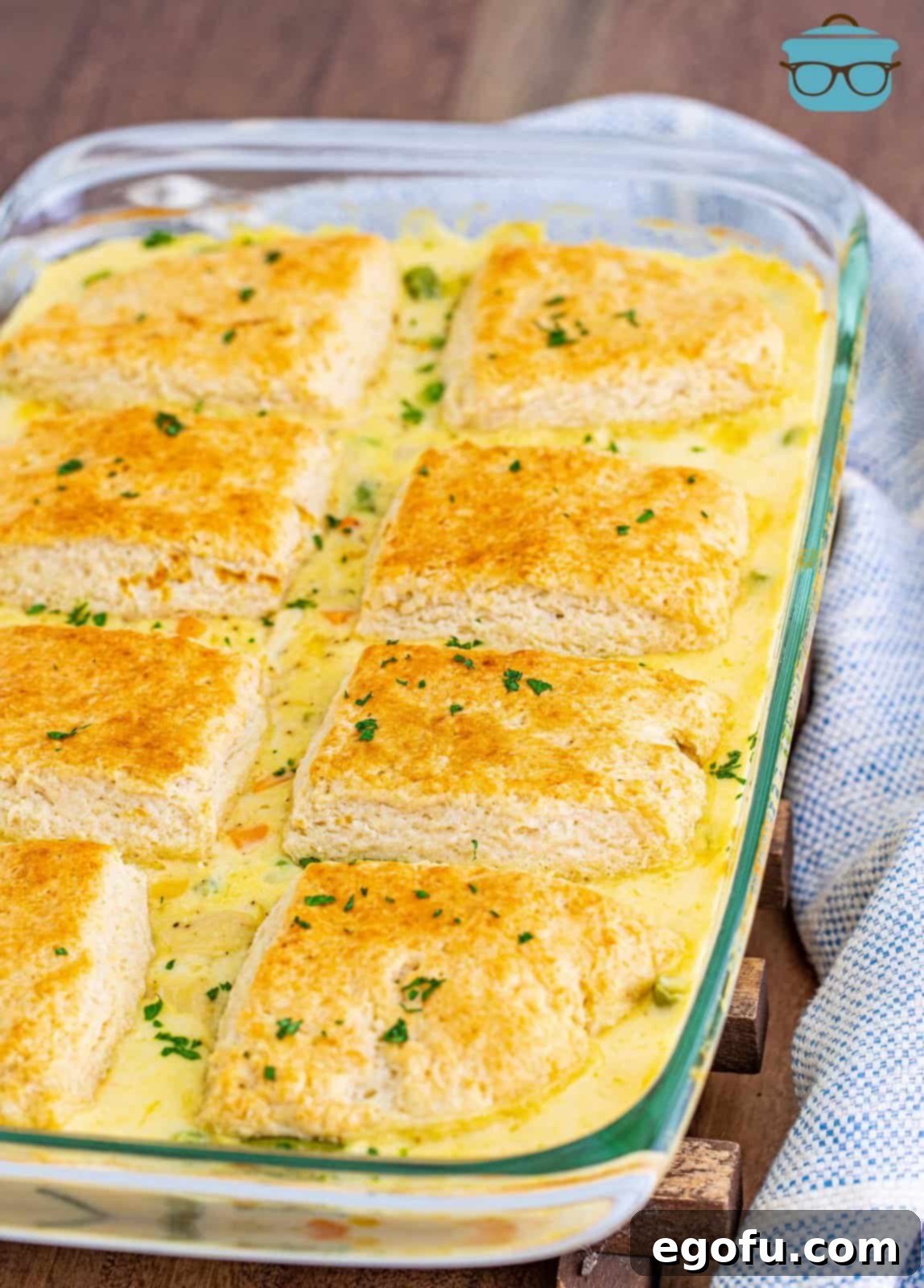 Hearty Turkey Pot Pie Delight 17 Finished Turkey Pot Pie Casserole in baking dish.