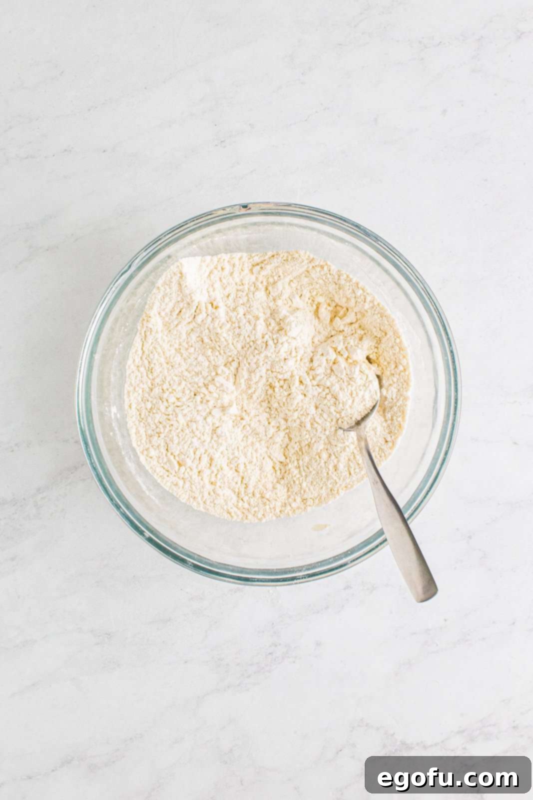 Hearty Turkey Pot Pie Delight 10 Dry biscuit ingredients mixed together in bowl.