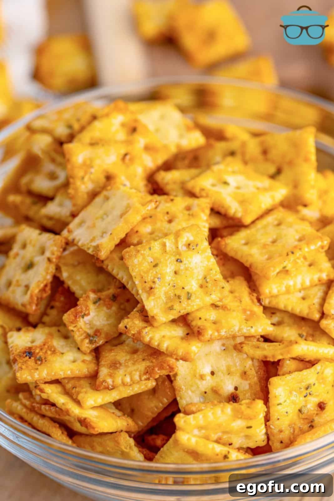 Close up bowl of Seasoned Crackers.
