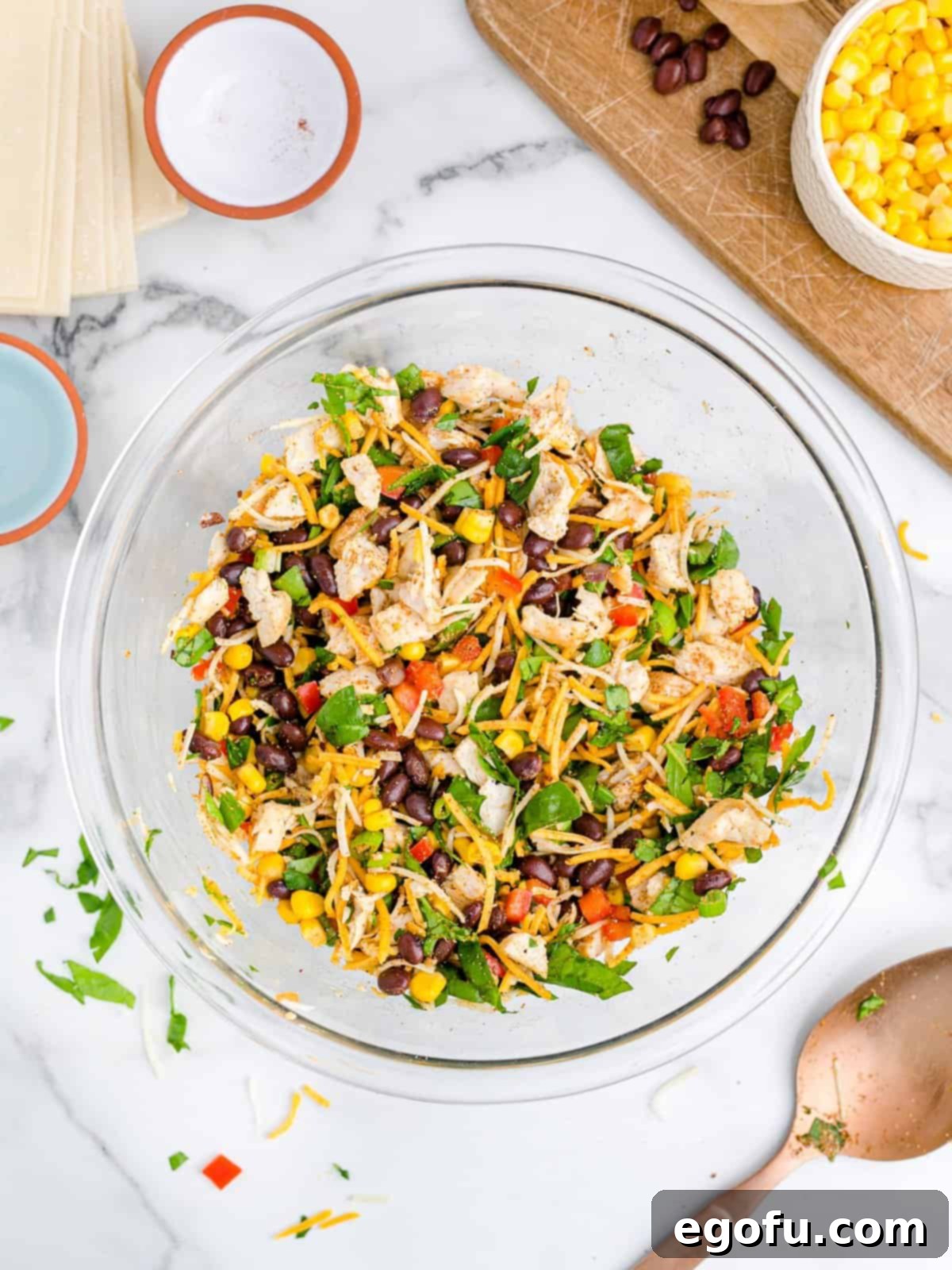Southwestern Egg Roll filling mixture in a bowl.