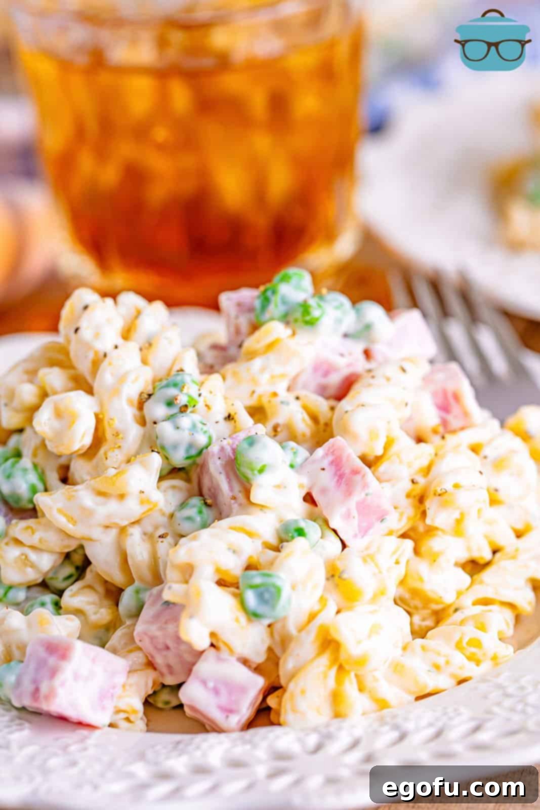 Ruby Tuesday Inspired Creamy Pasta Salad 10 A plate of homemade pasta salad, a Ruby Tuesday copycat recipe.