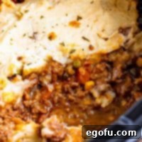 Comforting Slow Cooker Shepherd's Pie 10 Close up looking at Shepherd's Pie in the Slow Cooker.