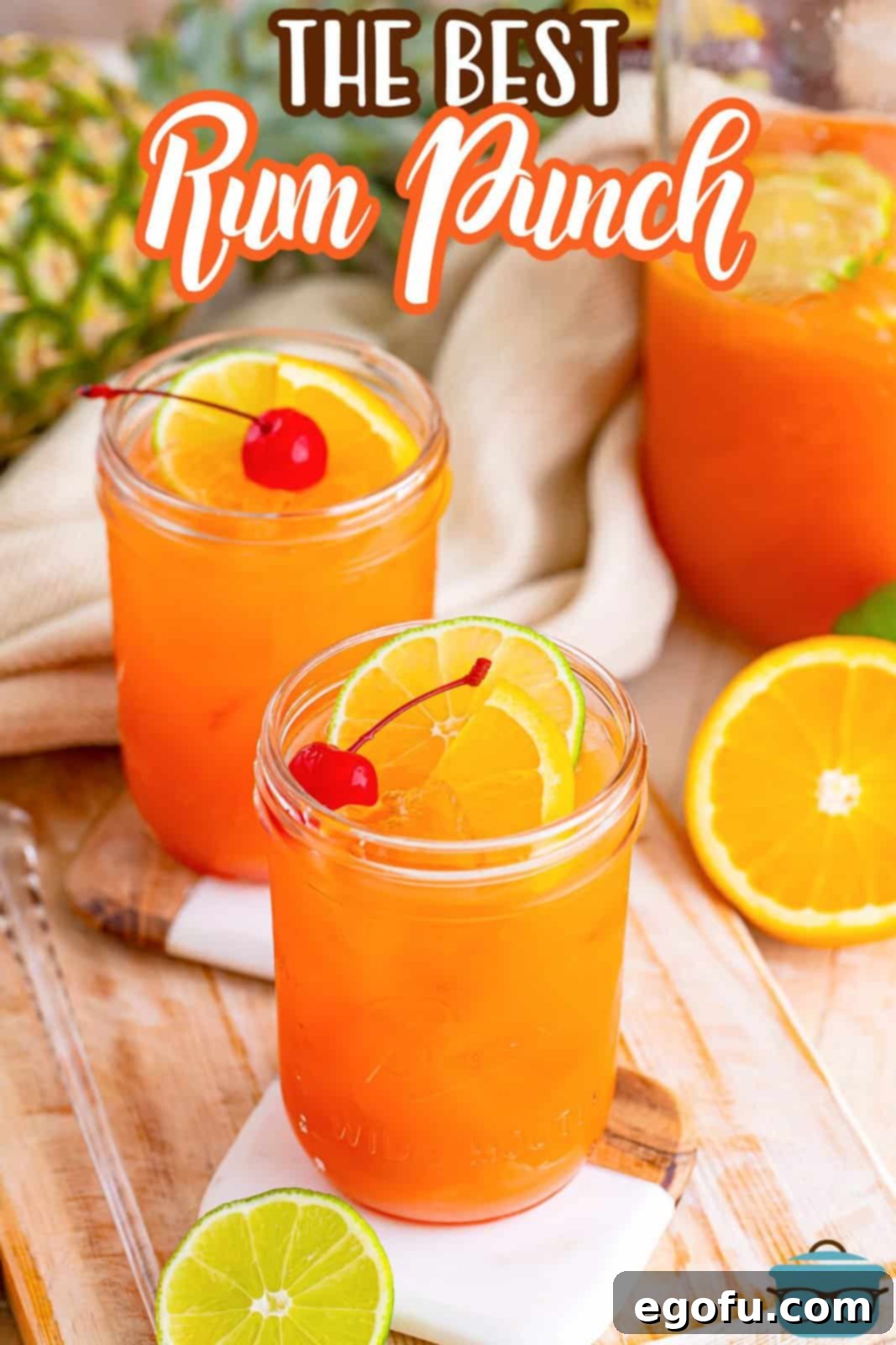 Island Dream Sip 10 Several glasses of refreshing Rum Punch, garnished and ready to be enjoyed.