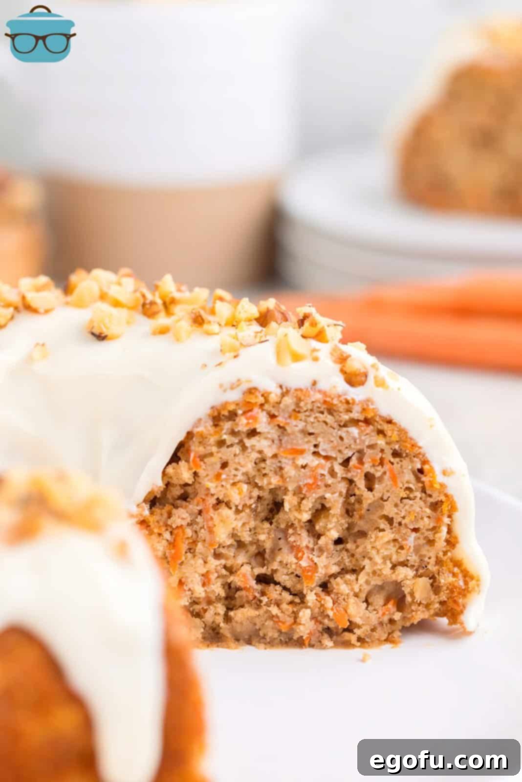 A cut Carrot Bundt Cake.