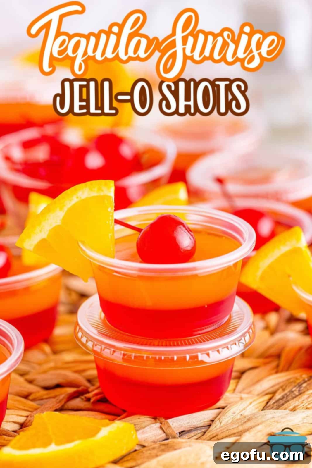 Agave Aurora Shots 3 A stack of Tequila Sunrsie