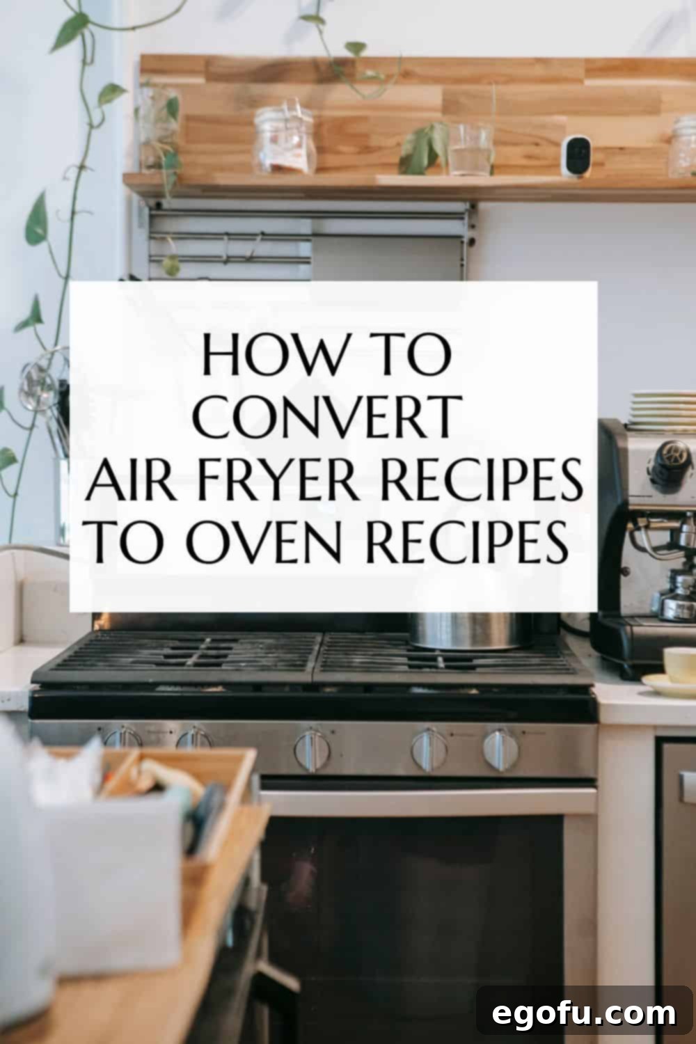 An image of a modern gas oven in a kitchen, suggesting oven cooking solutions for air fryer recipes.
