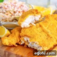 Golden Crispy Catfish 11 A large piece of Fried Catfish with a chunk torn off.