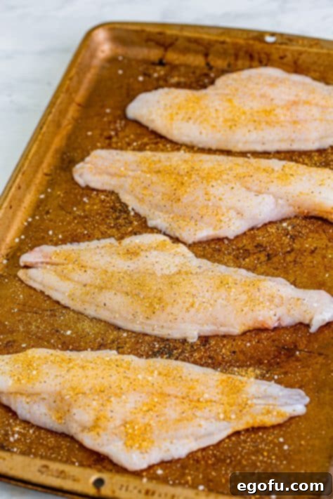 Golden Crispy Catfish 13 Catfish fillets with garlic powder, onion powder, salt, and black pepper.