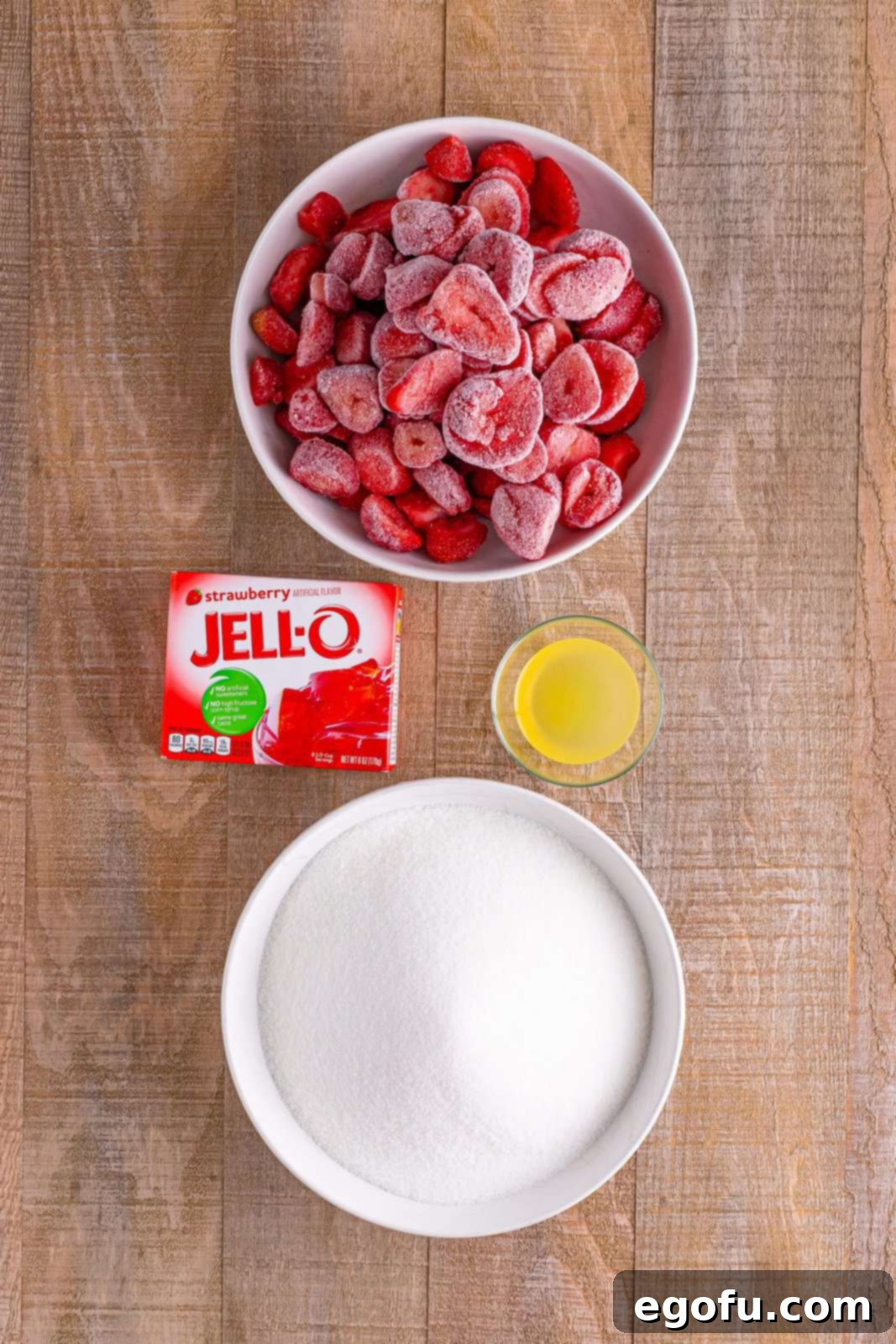 From Garden or Freezer: Homemade Strawberry Jam 10 Frozen strawberries, sugar, strawberry Jell-O, and lemon juice.