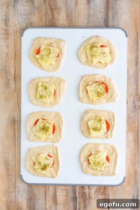 Irresistible Pepperoni Swirls 19 Italian seasoning on mozzarella, pepperonis and bread dough.