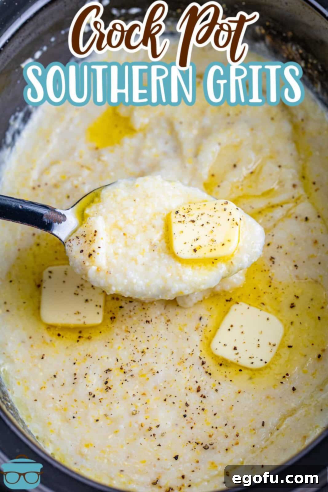 Two crock pots with grits, highlighting the ease of preparation.