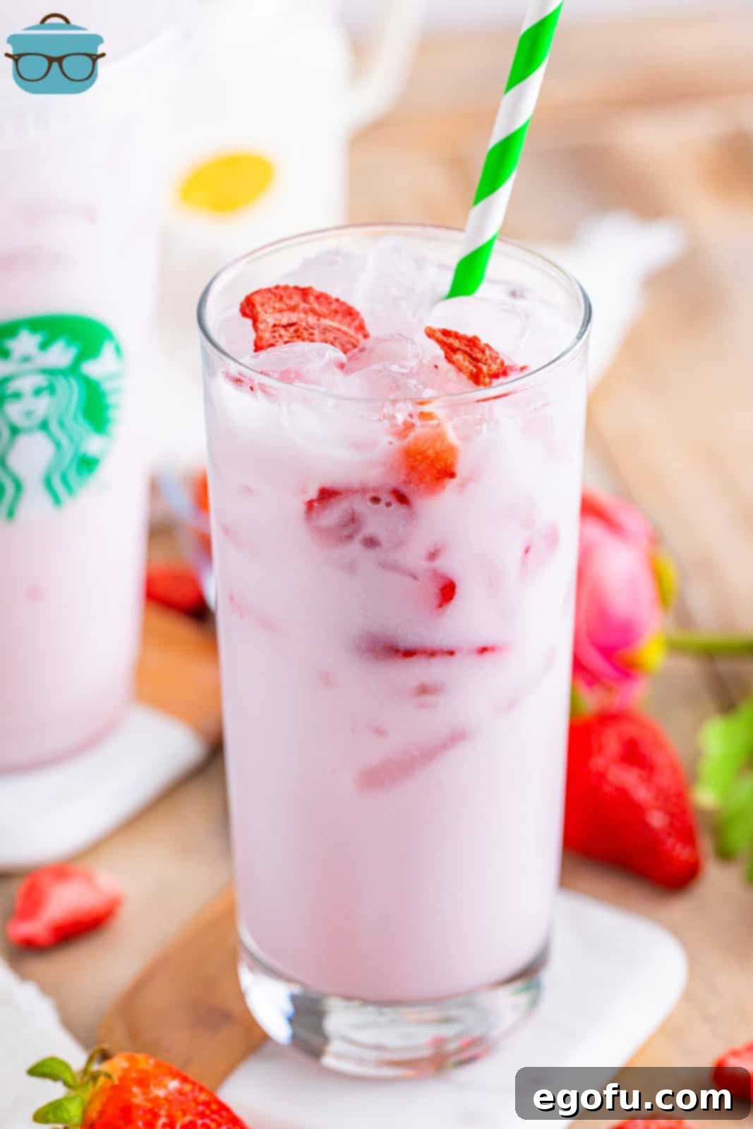 Starbucks' Iconic Pink Drink 8 A tall, skinny glass fo Starbucks Pink Drink.