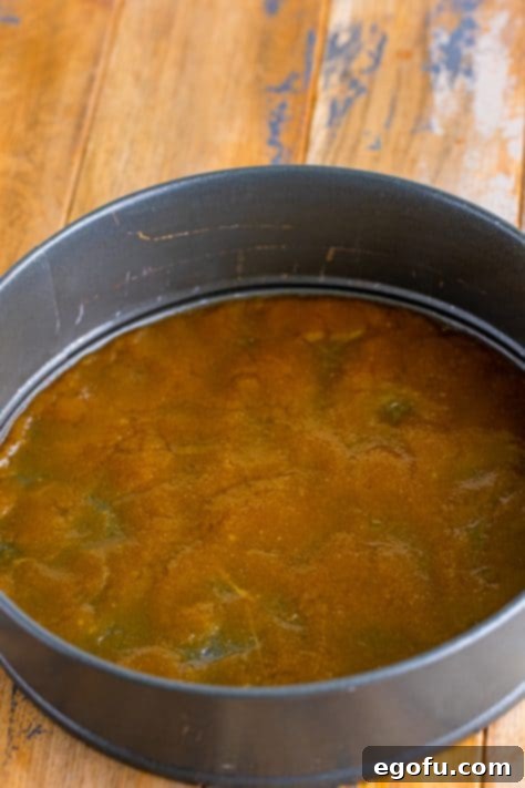 Brown sugar and butter in a springform pan.