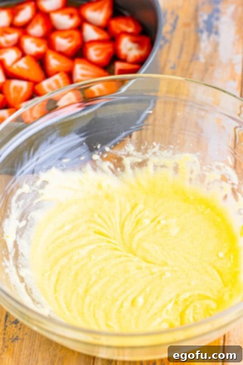 A mixing bowl of r unsalted butter, granulated sugar, egg and vanilla extract.