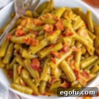 Close up looking at some green beans made in the crock pot.