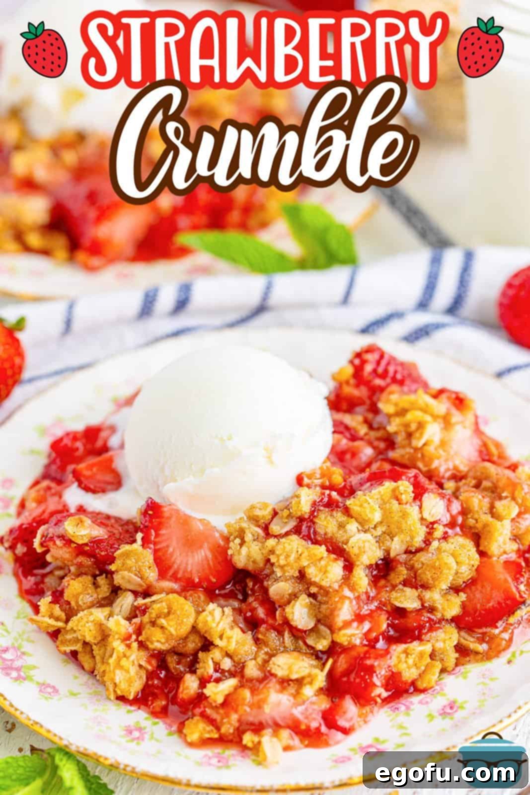 Sweet Strawberry Crumble 3 A plate of homemade strawberry crumble.