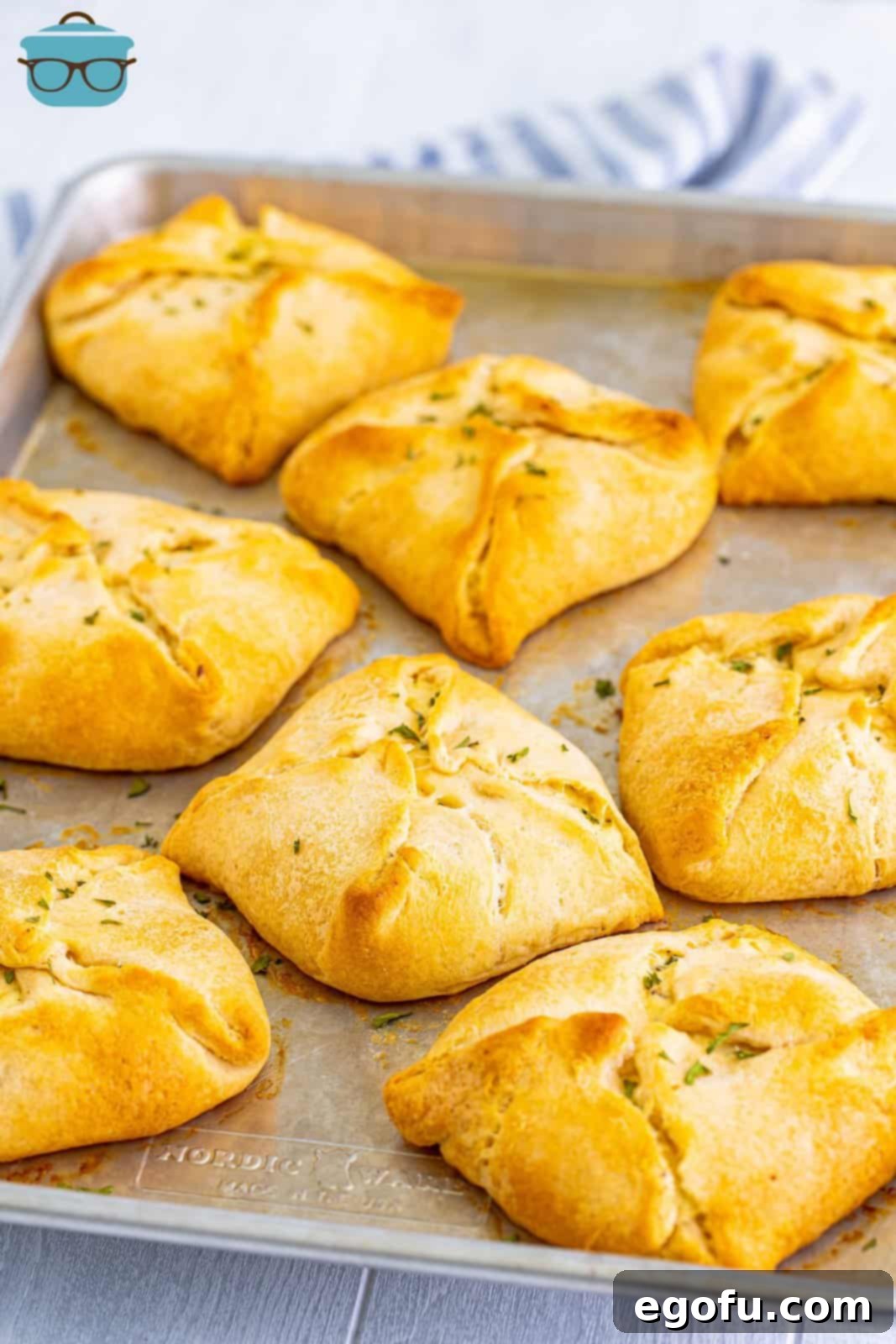 Savory Chicken Pockets 7 A baking tray of Chicken Bundles.