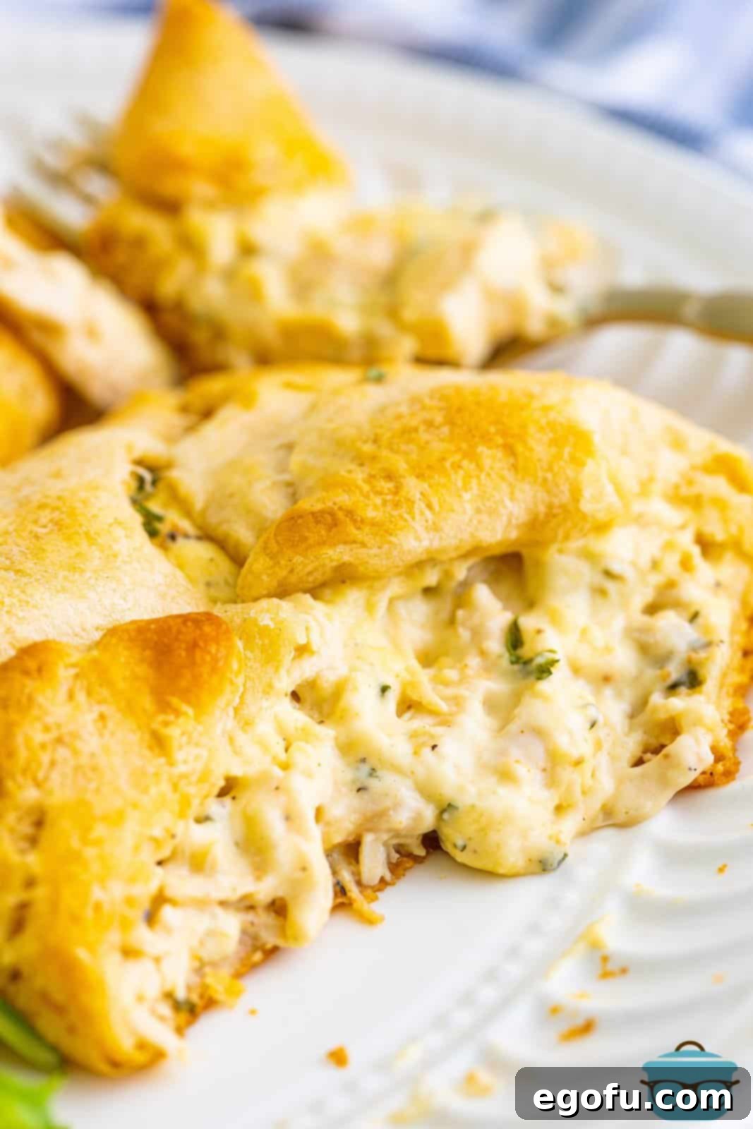 Savory Chicken Pockets 8 A split open Chicken Bundle.