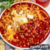 Copycat Wendy's Slow Cooker Chili 9 Looking down on a bowl of Wendy's Chili made in the Slow Cooker.